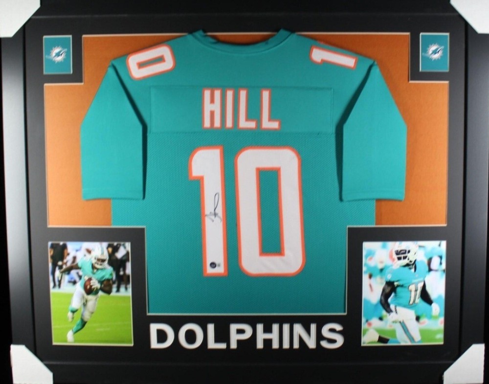 Tyreek Hill Signed 35x43 Custom Framed Miami Dolphins Jersey BAS