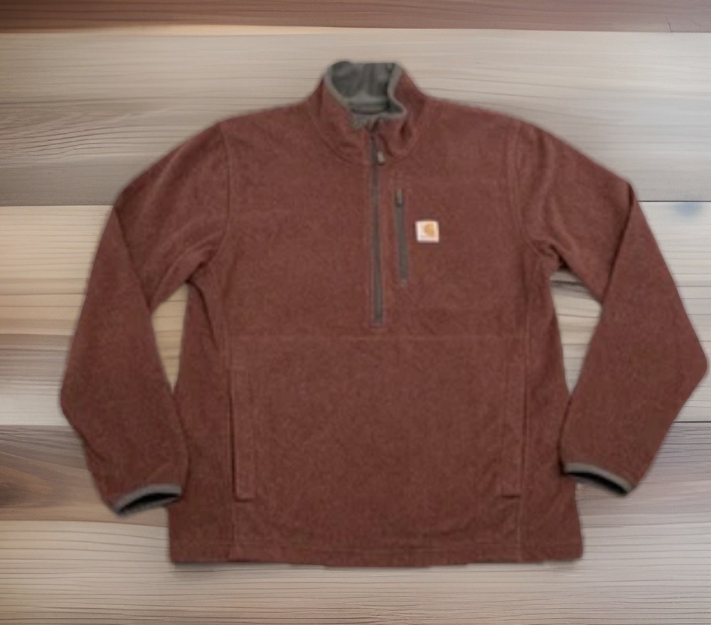 Carhartt Dalton 1/2 Zip Fleece Pullover Sweatshirt for Men in Maroon Size M
