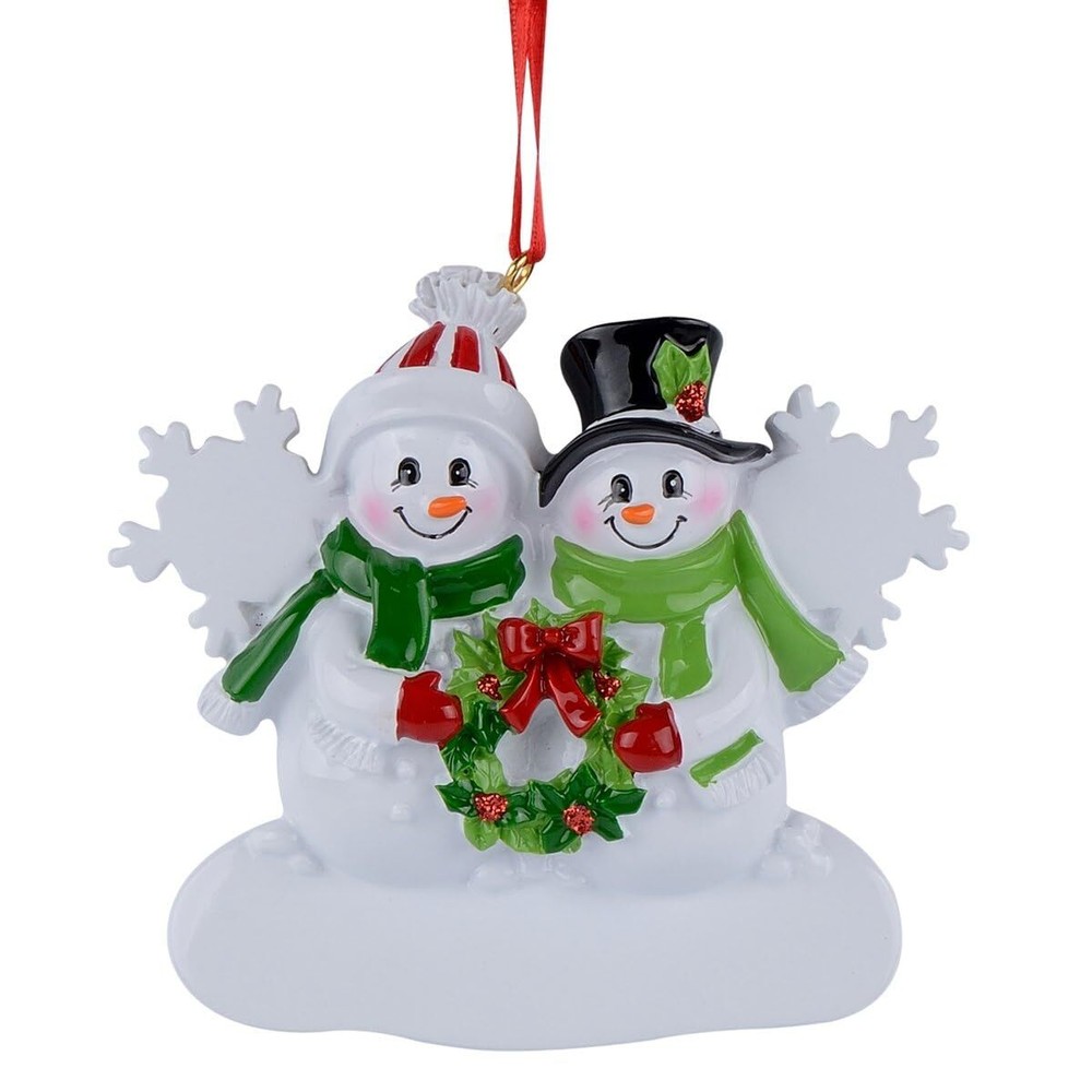 Snowman Family of 2 Personalized Christmas Ornamen, Resin Snowflake Family Or...