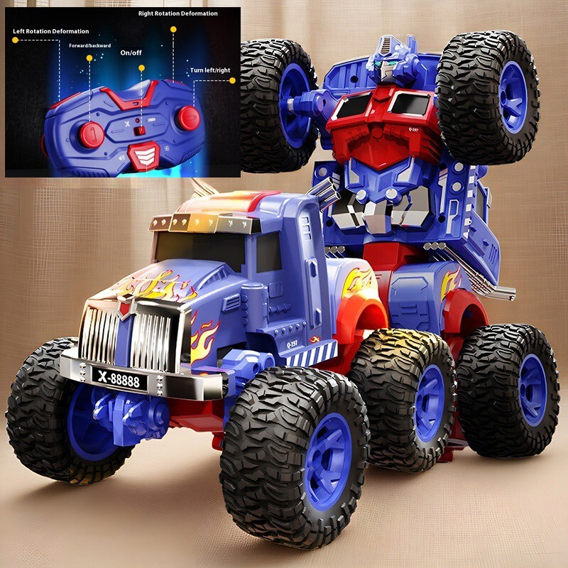 2.4GHz Remote Control Transforming Car Robot Toy with One-Key Deformable Action