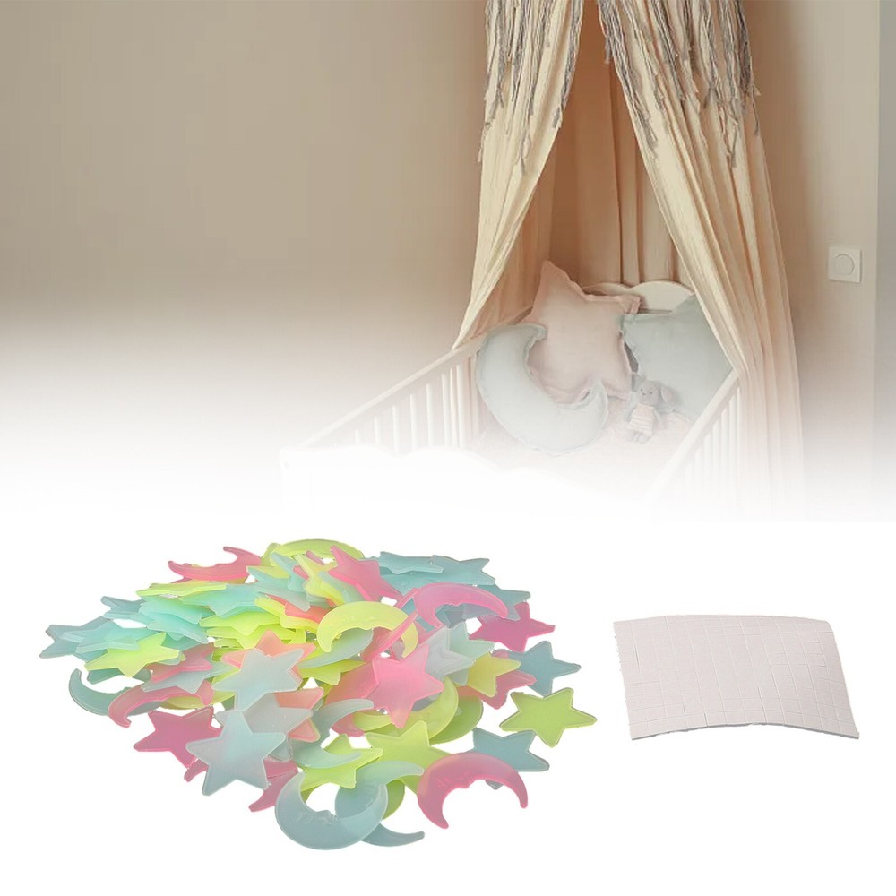 100-Piece Glow in the Dark 3D Stars & Moon Stickers for Bedroom Wall Decor DIY