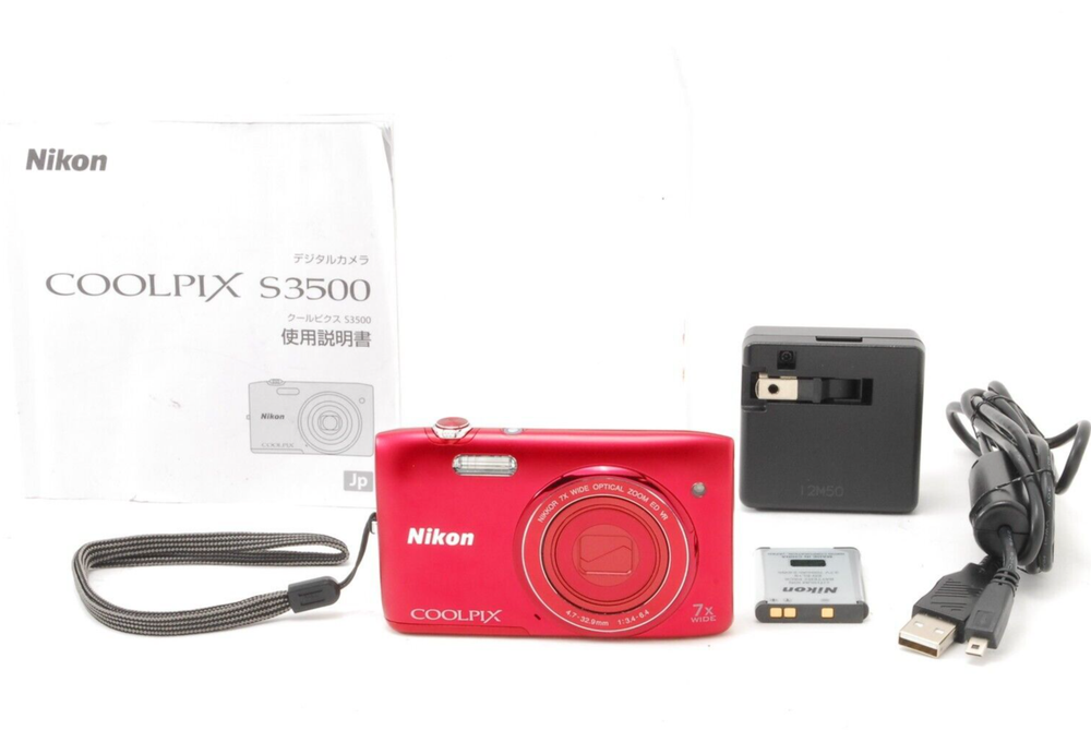 [Near Mint] Nikon Coolpix S3500 Red 20.0 MP Compact Digital Camera From Japan