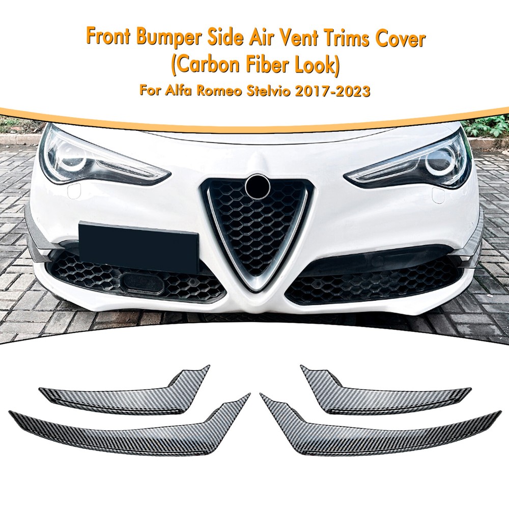 Carbon Look Front Bumper Side Air Vent Trims Fit For Alfa Romeo Stelvio 17-25