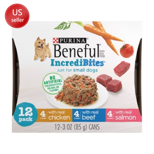 Purina Small Dog Wet Food Chicken Beef Salmon Recipes 3oz Cans 12 Pack