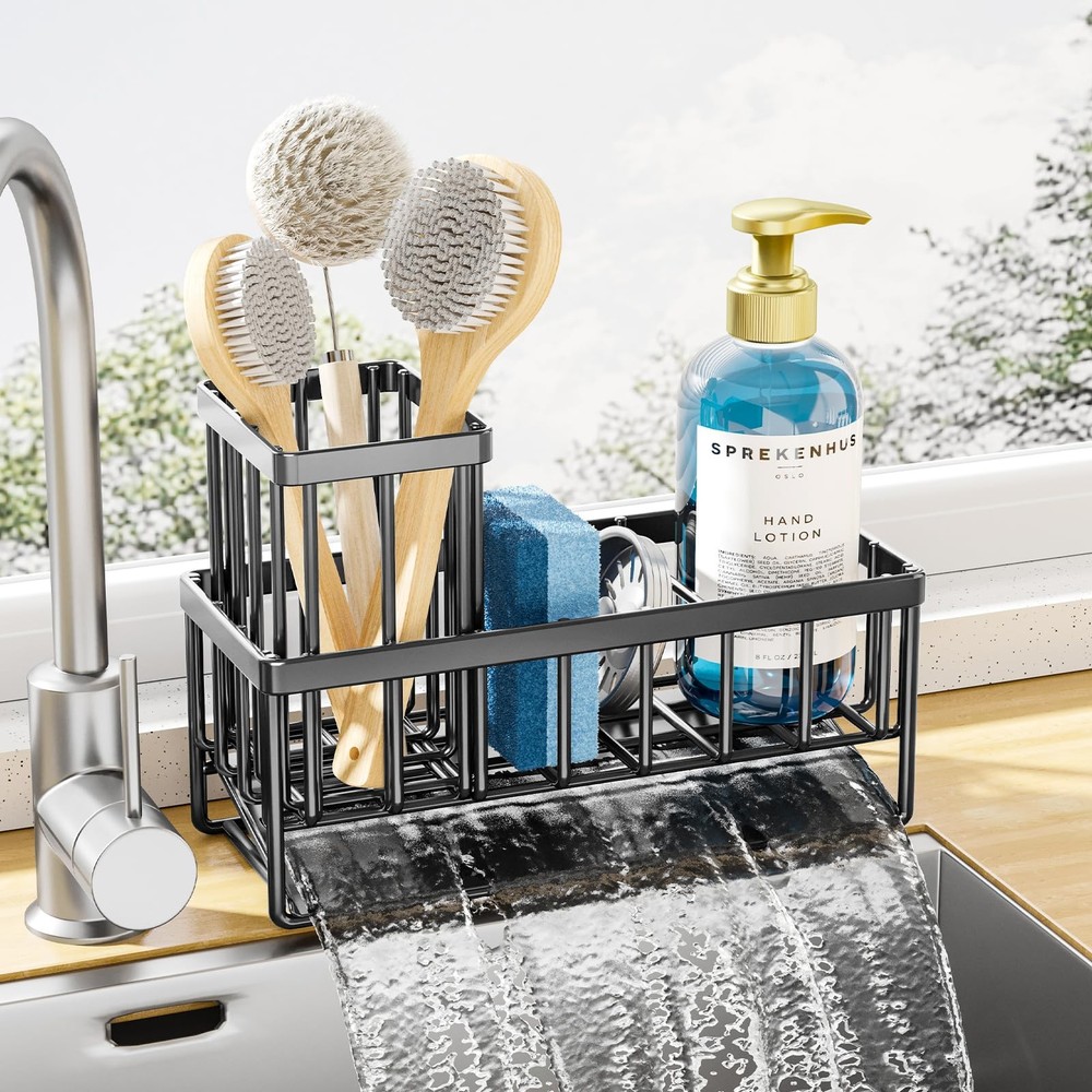 Sponge Holder for Kitchen Sink - Rustproof Stainless Steel Sink Caddy Organiz...