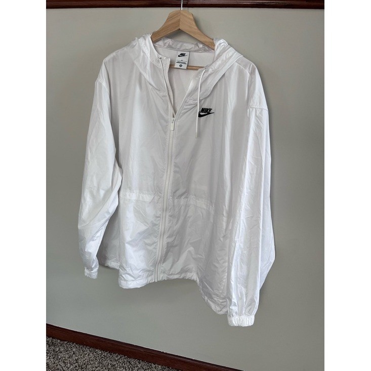 Nike Womens Sportswear Essential Windrunner White Full Zip Hooded Jacket 3X