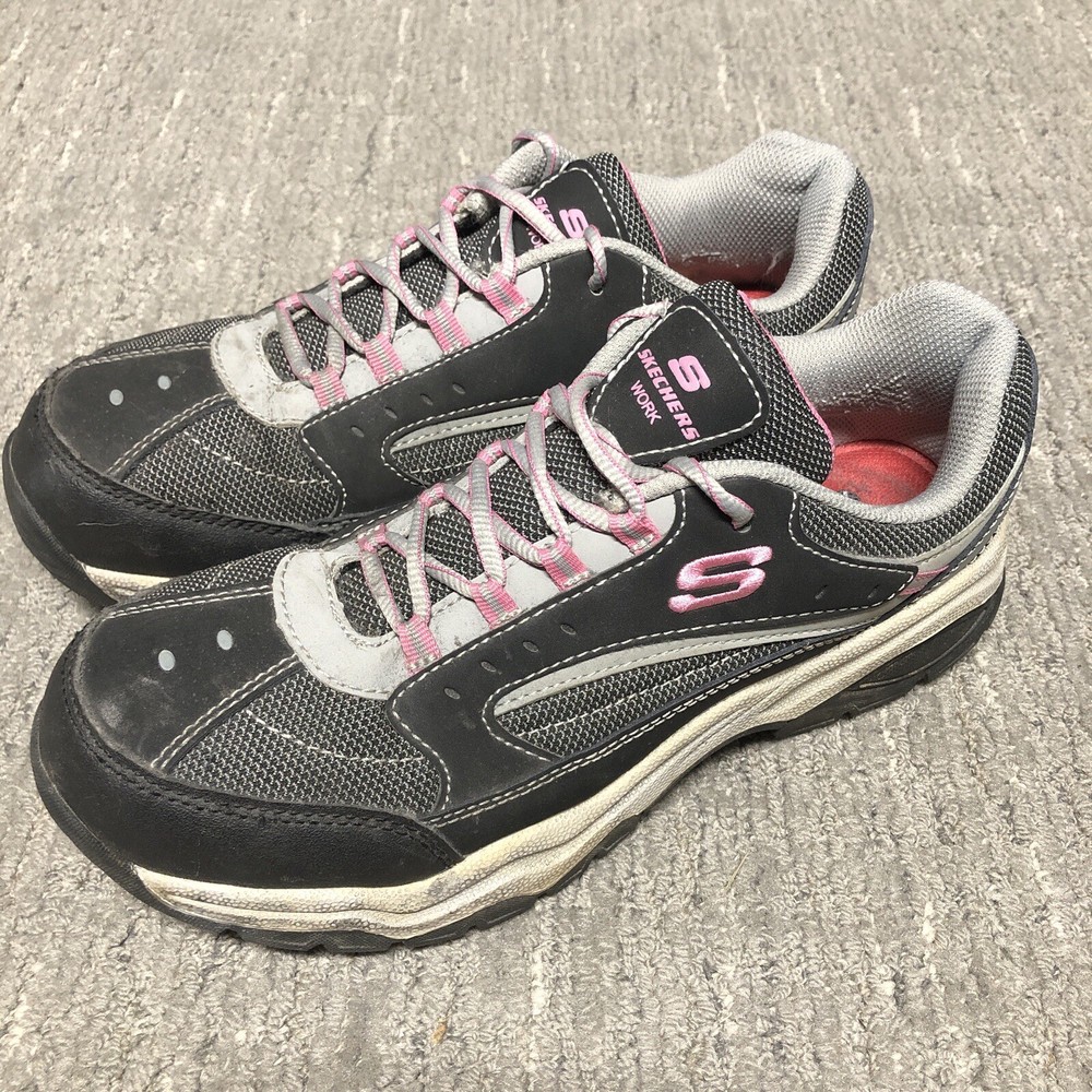 Skechers Work Women’s Biscoe Steel Toe Work Shoes Size 10 Grey Black Pink 76601