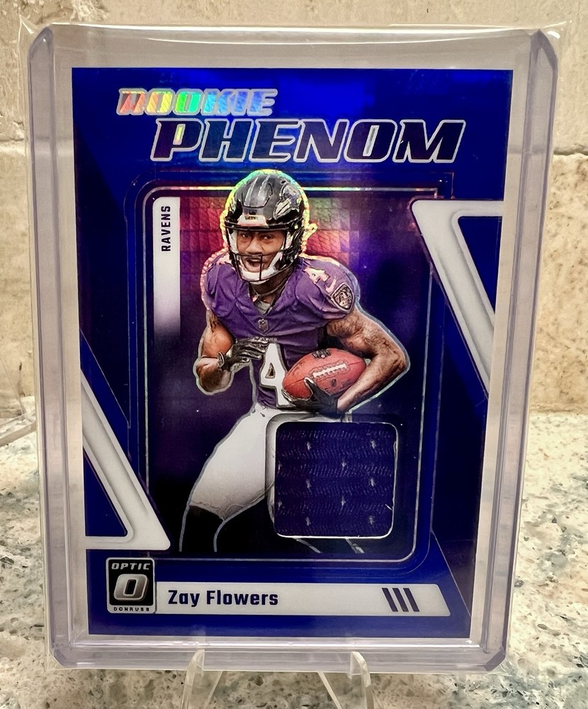 Zay Flowers 2023 Donruss Optic Rookie Phenoms Patch Blue Prizm