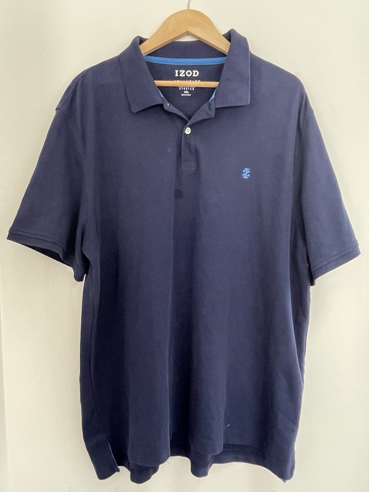 Izod Advantage Performance Natural Stretch Mens Polo Short Sleeve Shirt Navy XXL