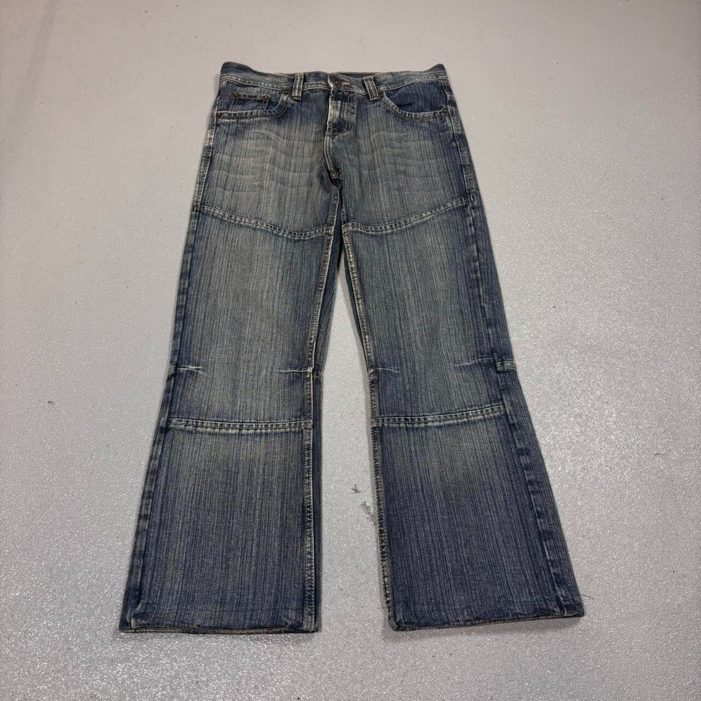 Vintage y2k 90s mud wash embroidered flared wide leg jeans