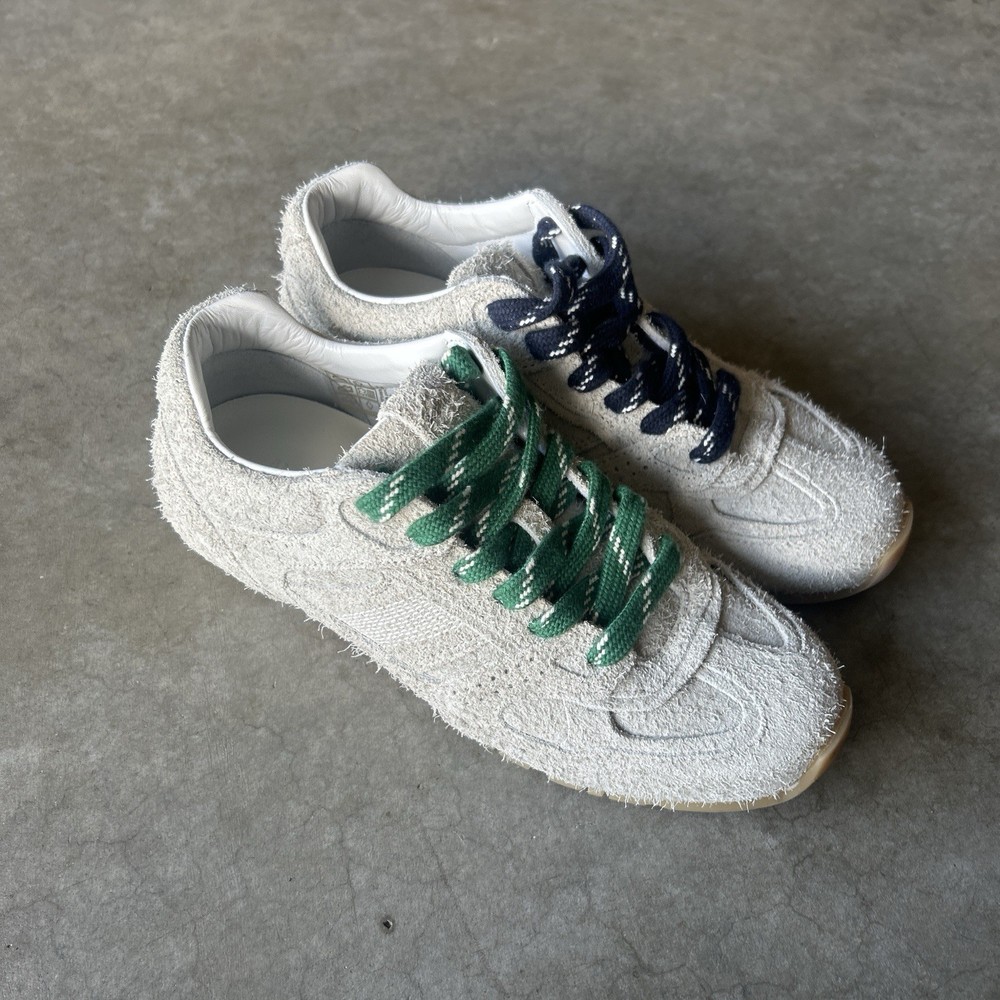 USED TWICE Alohas Tb.56 Suede Fuzzy Light Grey Leather Sneakers Women's 7 - 7.5