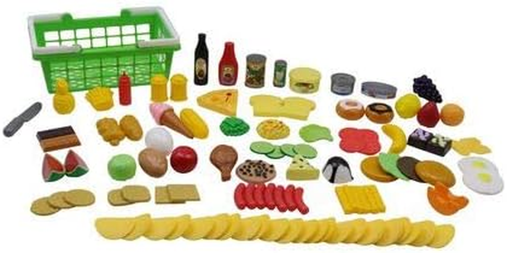 100 Piece Play Food Set with Shopping Basket