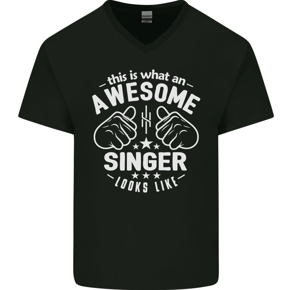 This Is What an Awesome Singer Looks Like Mens V-Neck Cotton T-Shirt