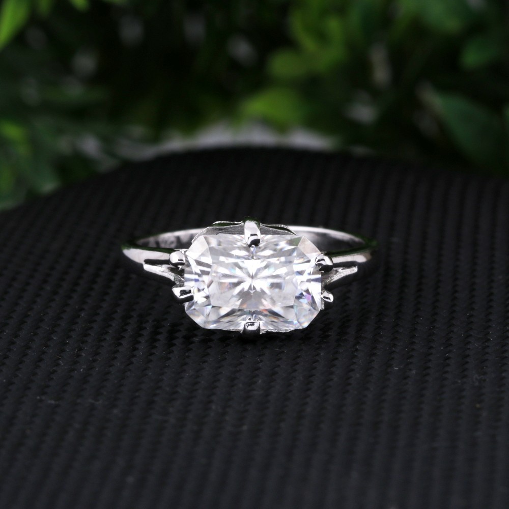 Certified 3.60 Ct E VS1 Radiant Cut Lab Grown Diamond 925 Silver Engagement Ring