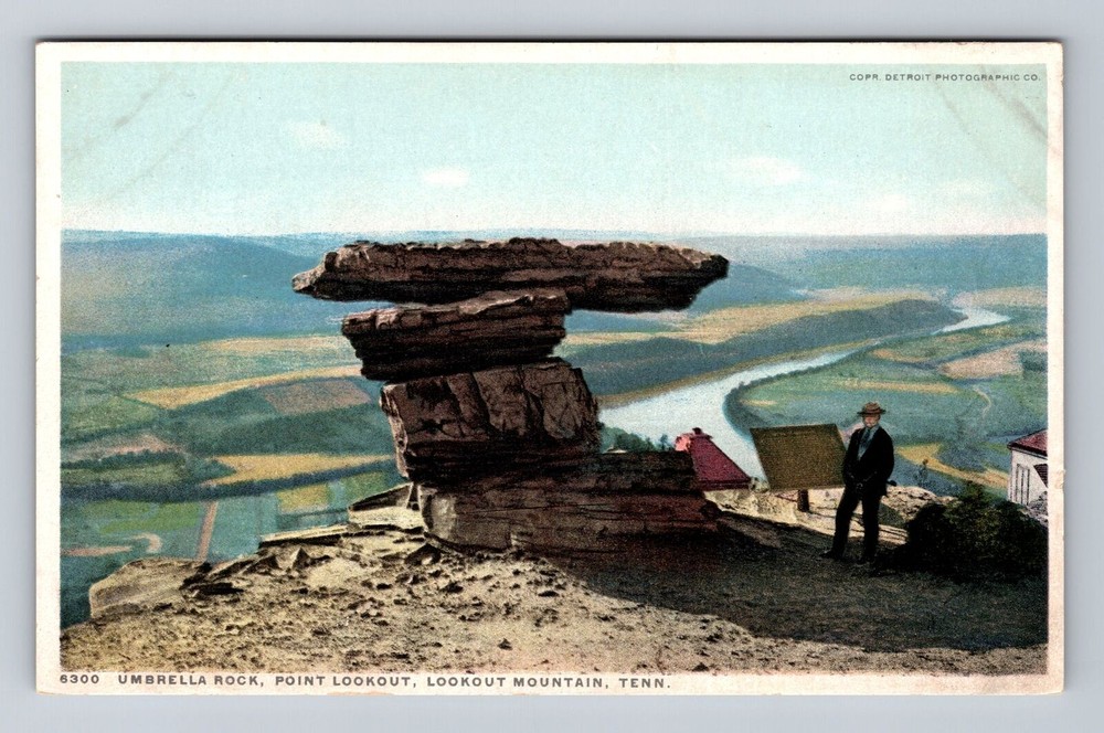 Vintage Lookout Mountain TN Postcard Featuring Umbrella Rock and Scenic Point Lookout  