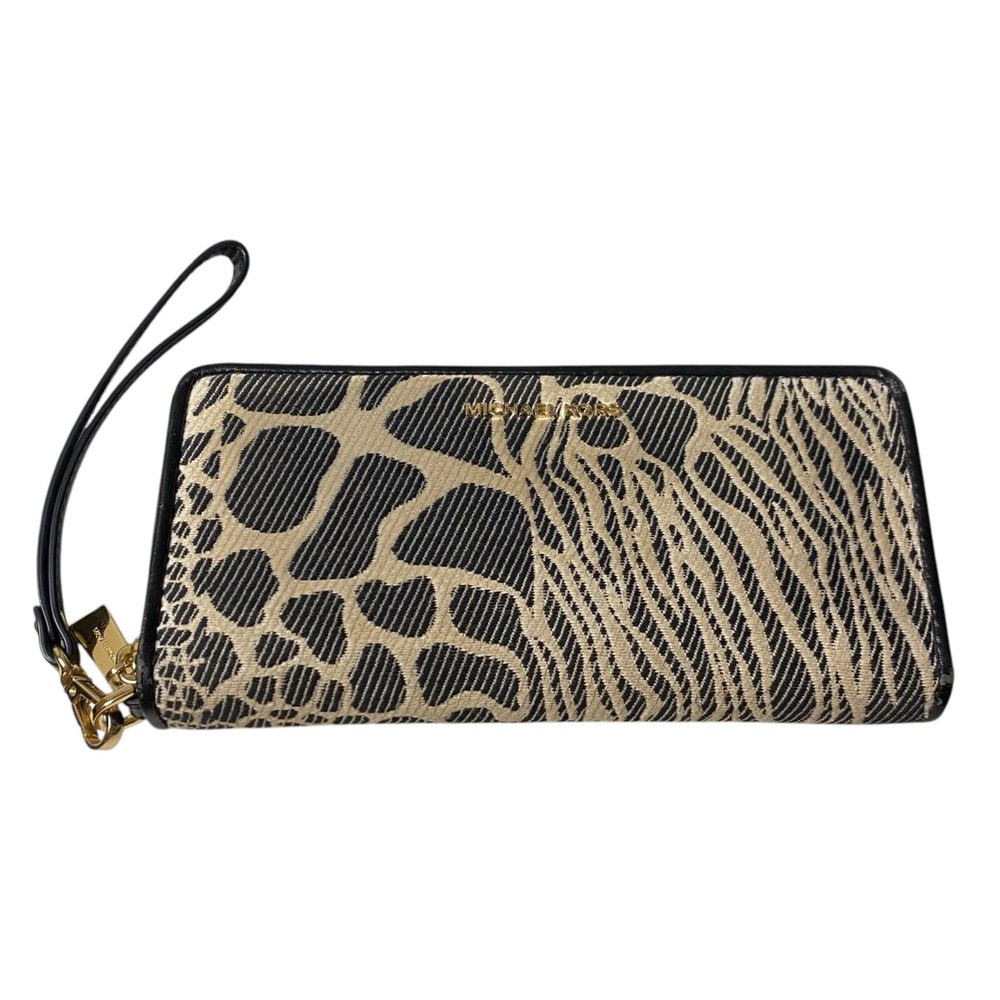 Michael Kors Womens Jet Set Travel Zip Continental Wallet in Cotton Canvas