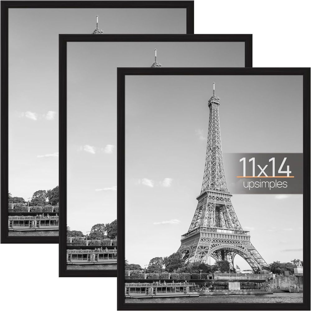 11X14 Picture Frame Black 3 Pack, Frames 11 X 14 for Horizontal or Vertical Wall