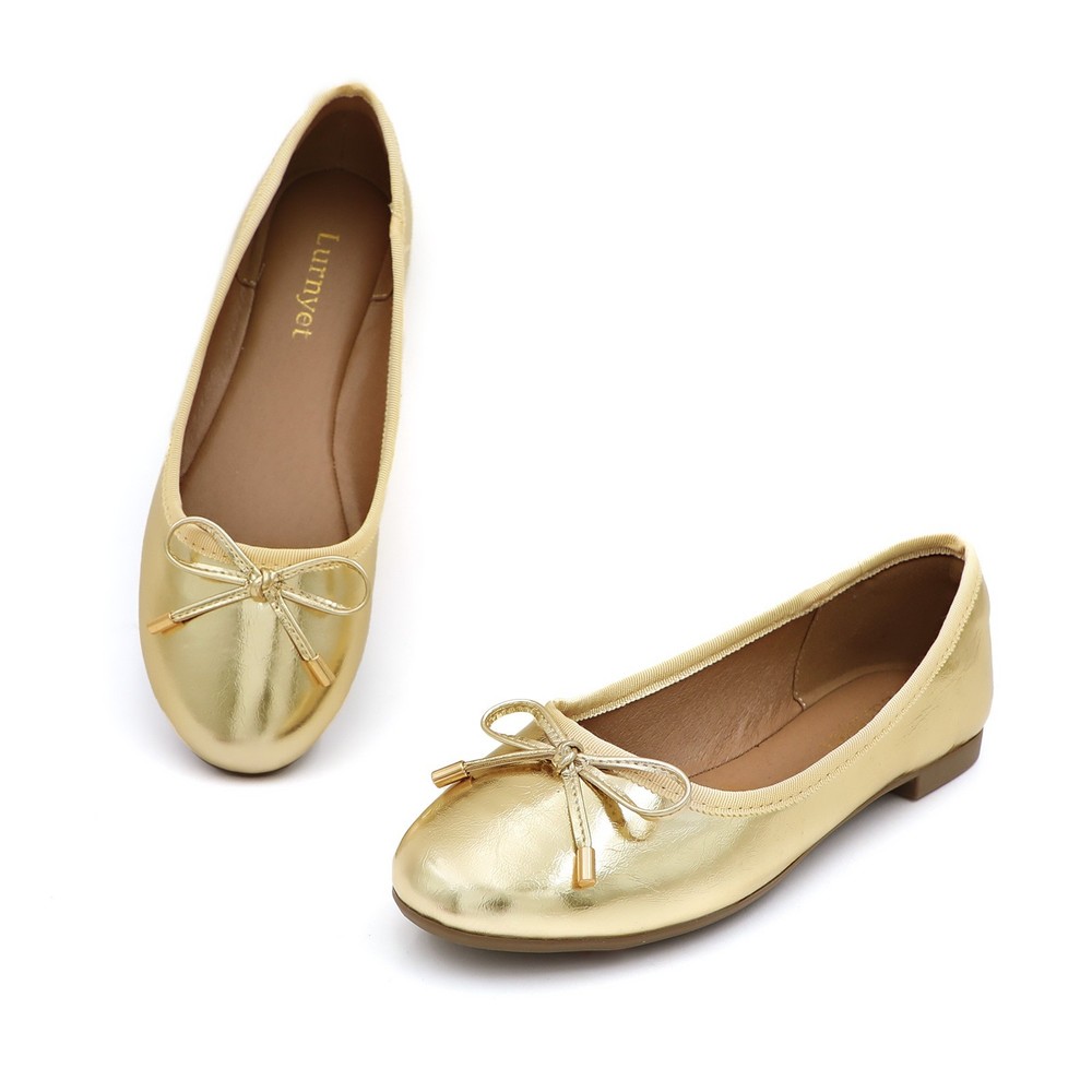 Lurnyet Cushioned Insole Classic Bow Tie Ballerina Flat