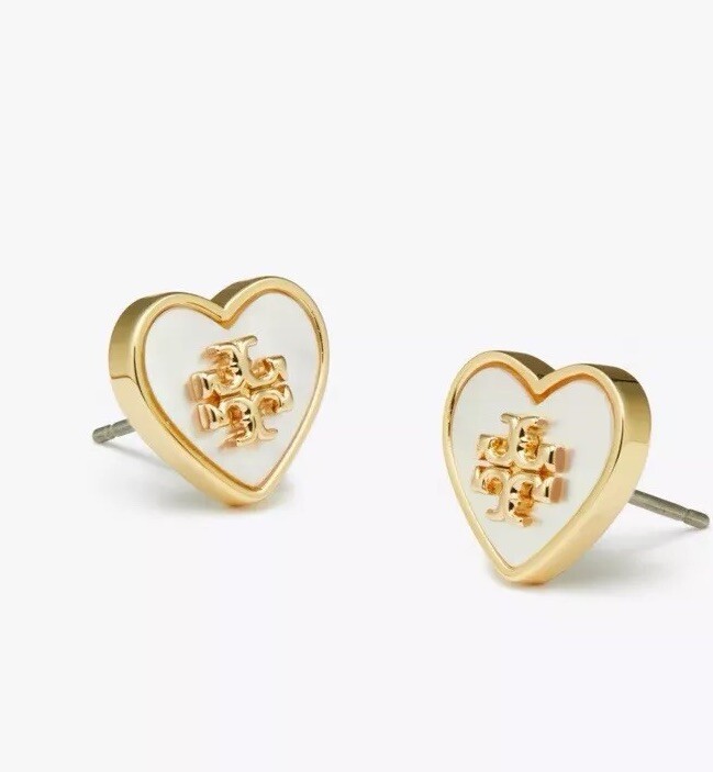 Tory Burch Heart Shape Simply Elegant Perfume Gift 💝 Lady Earrings