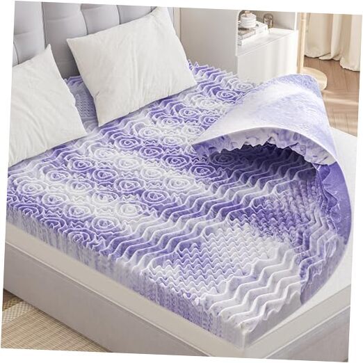 3 Inches Queen Mattress Topper, 7-Zone Egg Crate Foam Mattress Topper Queen