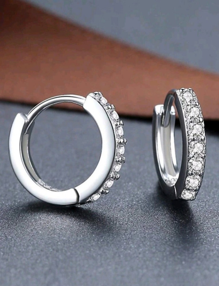 925 Silver Hoop Huggie Earrings for Women CZ Classic Minimalist Jewelry