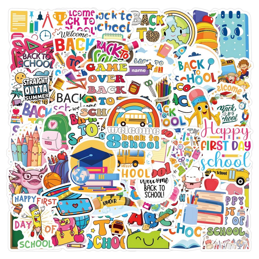120Pcs Back To School Stickers for Phone Case water bottles laptop Waterproof-image