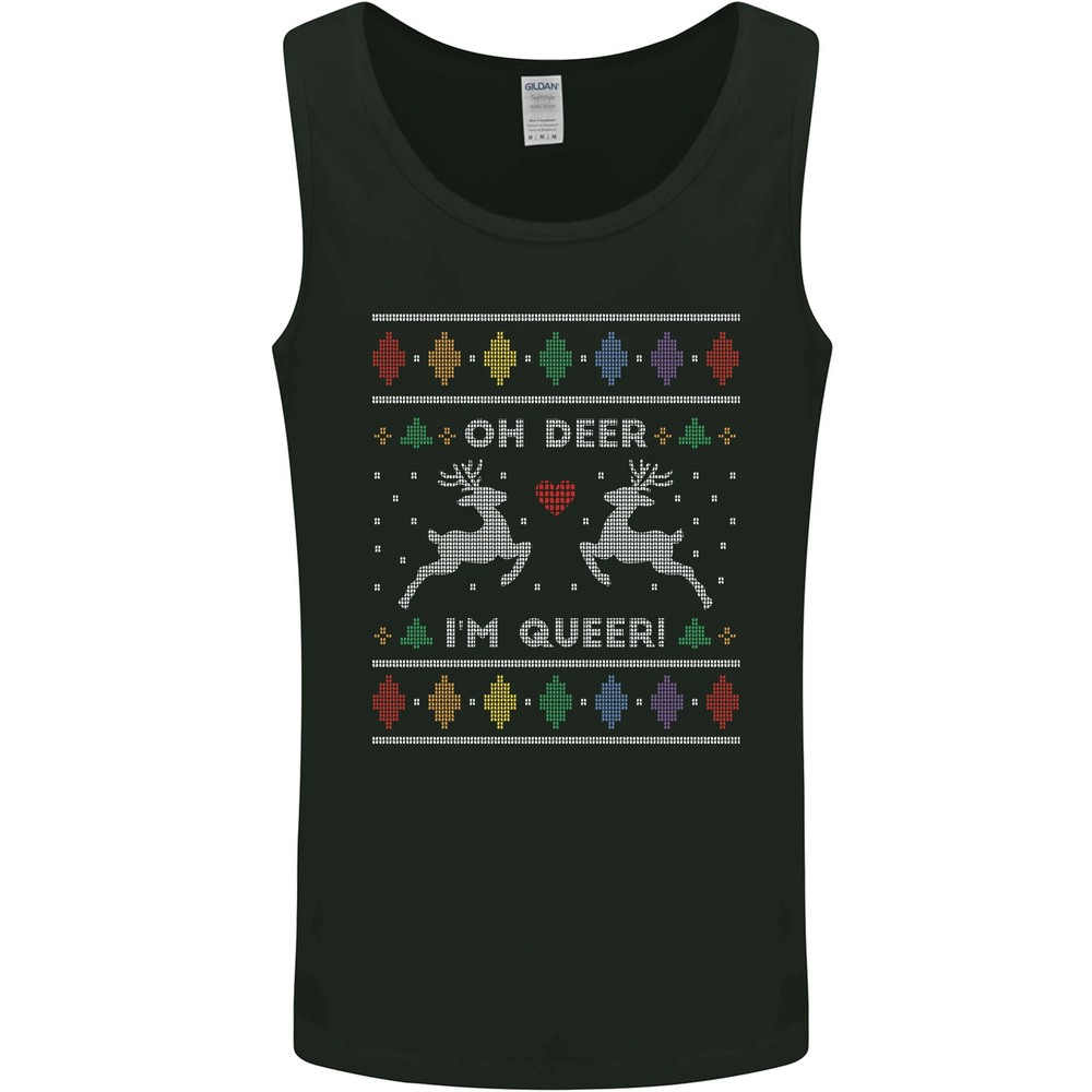 Christmas LGBT Oh Deer Im Queer Gay Pride Mens Vest Tank Top