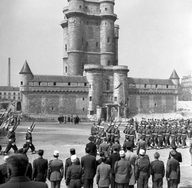 Soldiers of Foreign Legion parade for ceremony commemorating Battl- Old Photo 2