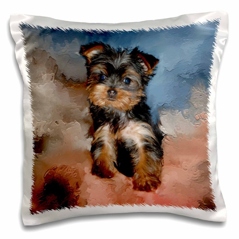 3dRose Toy Yorkie Puppy 16x16 inch Pillow Case