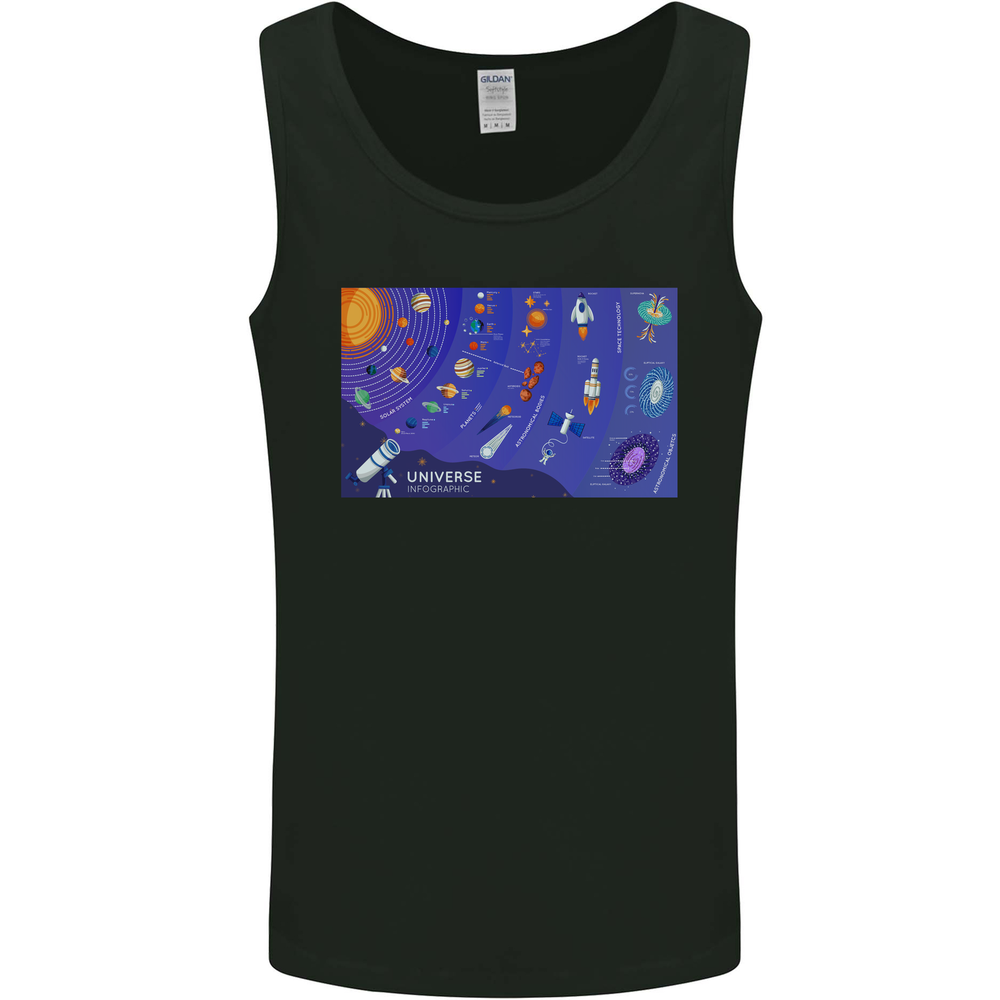 Galaxy Infographic Space Technology Planets Mens Vest Tank Top