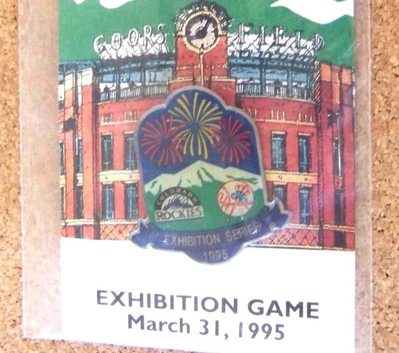 1995 Colorado Rockies vs NY New York Yankees Exhibition Game pin Coors Field SGA