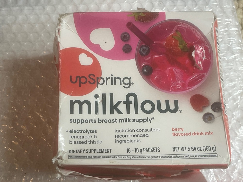 Upspring Milkflow Electrolyte Breastfeeding Berry Drink Mix 11/26 *Damaged Box*