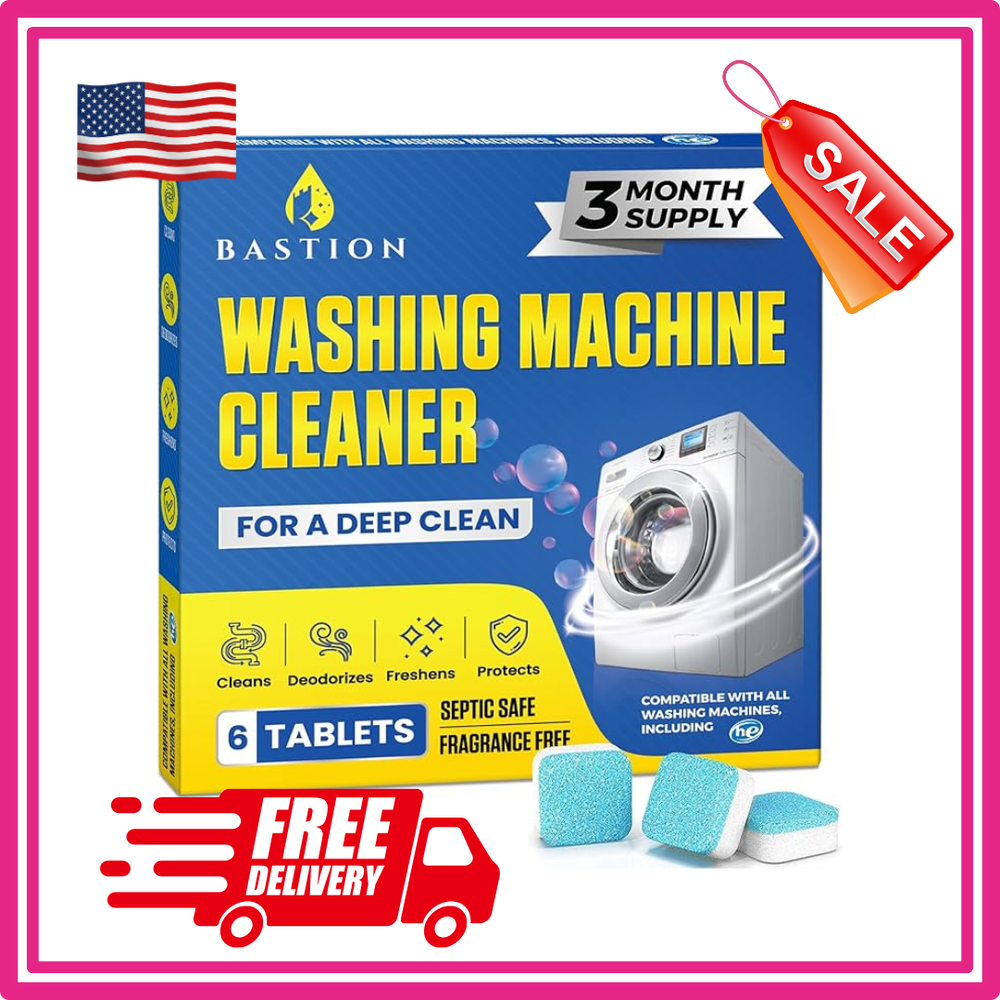 Bastion Washing Machine Cleaner Deodorizer Descaler 6-Pack 3 Month Supply