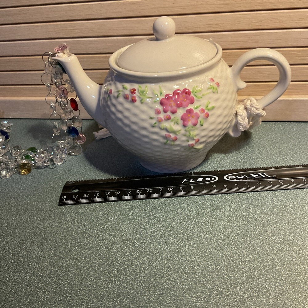 Handmade Pink Floral Teapot Sun Catcher for Windows