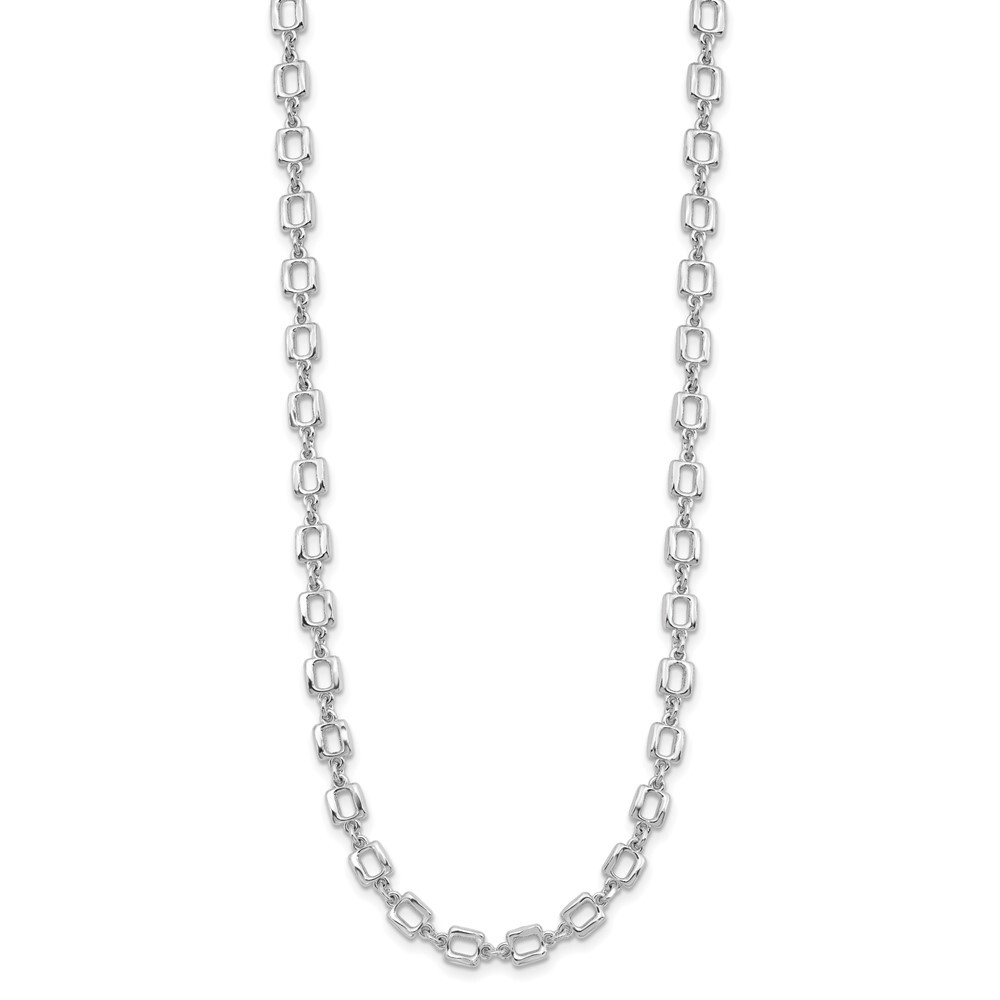 Sterling Silver Rhodium-plated Square Link Necklace 18