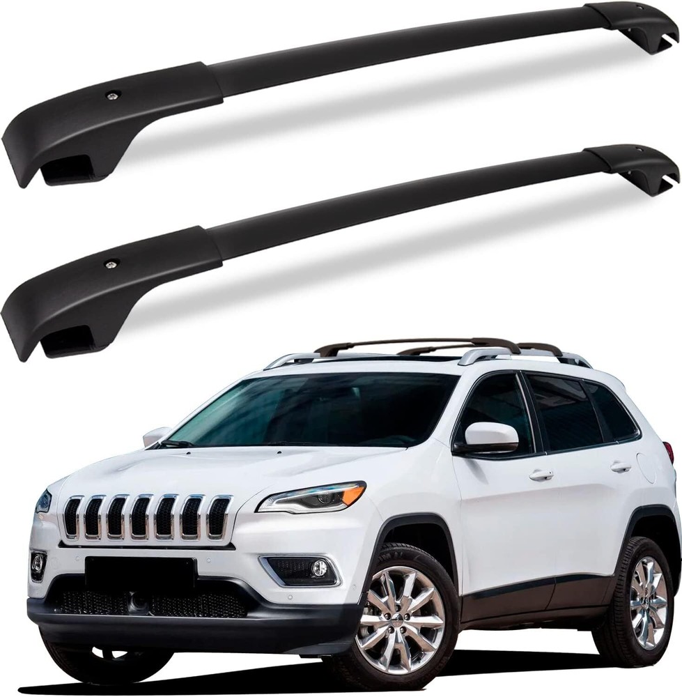 220lbs Roof Rack Cross Bars for Jeep Cherokee 2014-2023 Aluminum Black Roof Rail
