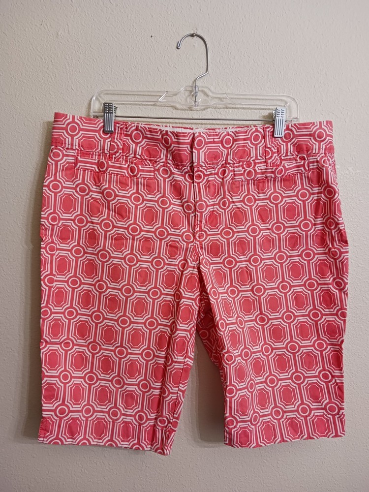Old Navy Womens Plus Size 14 Orange Sherbet Cotton Long Shorts 36 Inch Mid Rise