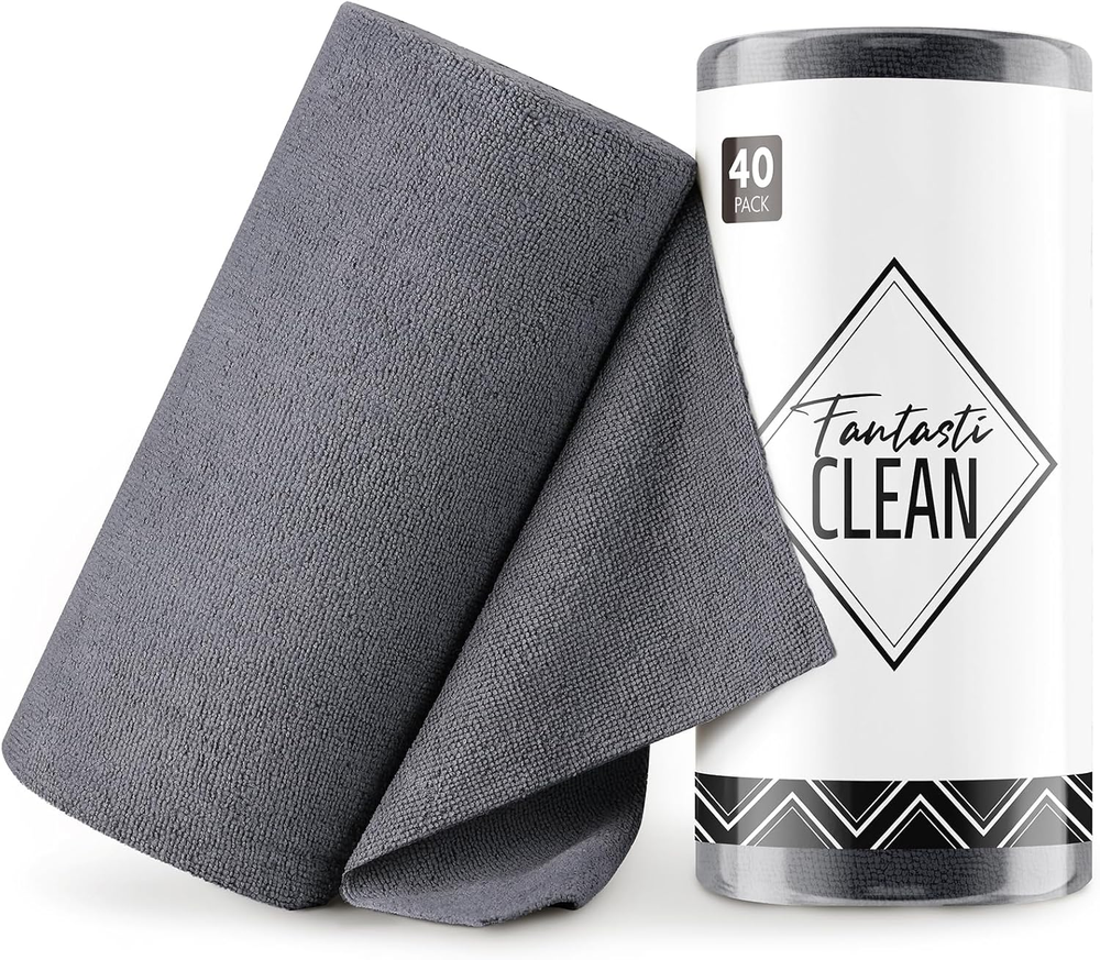 40-Pack Microfiber Cleaning Cloth Roll - 12x12 Tear-Away Towels