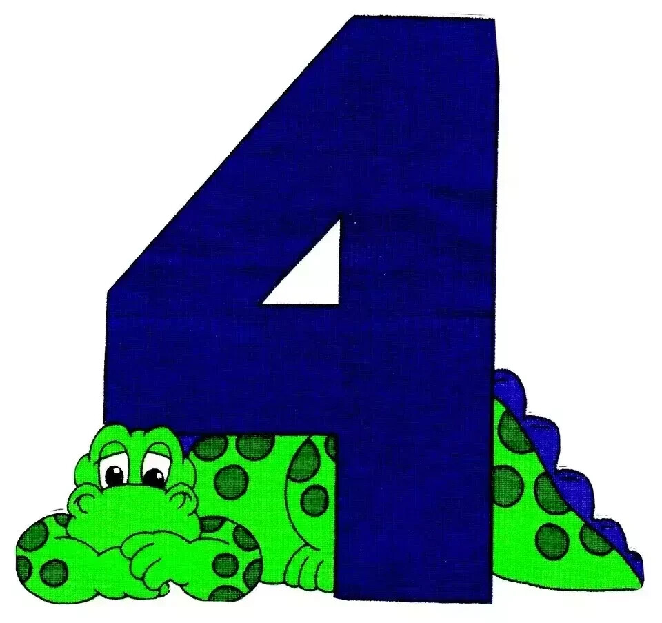 number dinosaur heat transfer iron on dino #4  2.5 inch 1pc USA