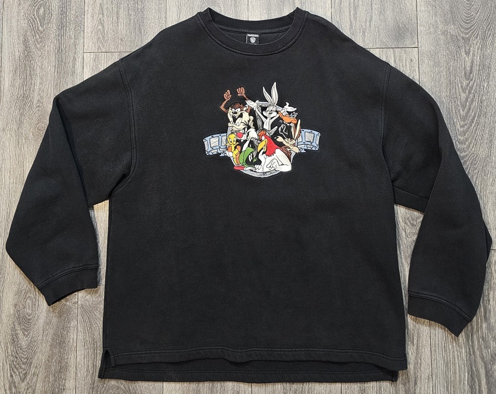 Vintage 90s Looney Tunes Characters Embroidered Crewneck Sweatshirt Mens Size XL
