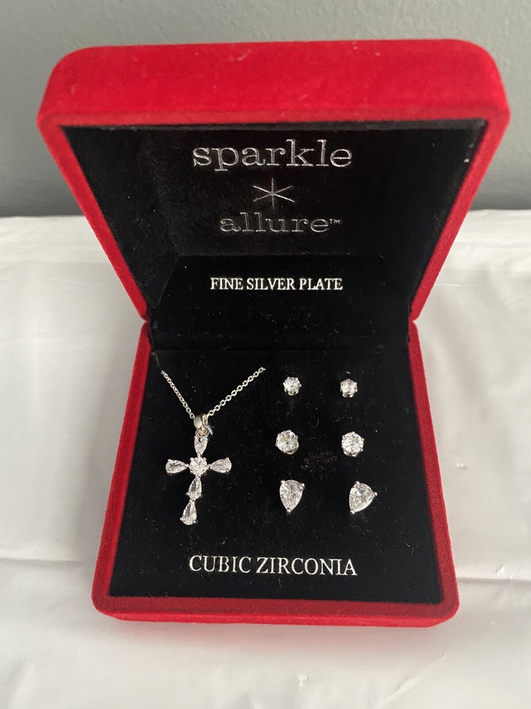 Sparkle Allure Fine Silver Plate Cubic Zirconia Set