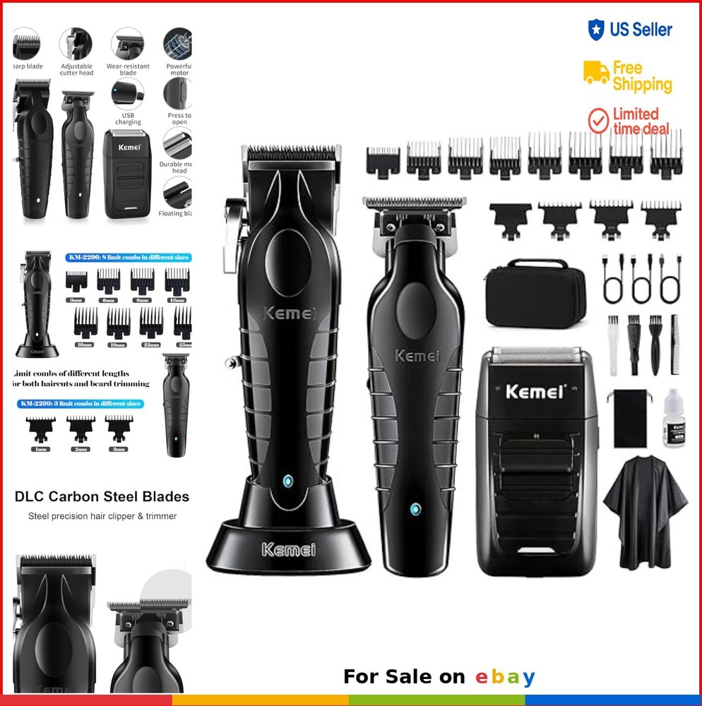 Hair Clipper Trimmer Shaver Set Cordless Rechargeable Lithium Battery USB Chargi