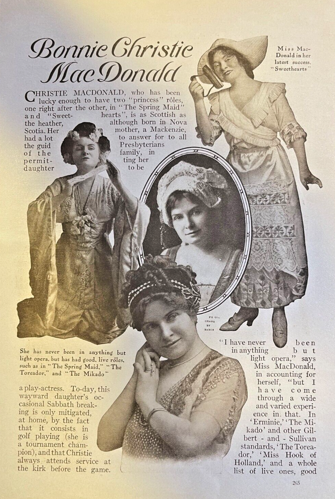 1914 Actress Christie MacDonald illustrated