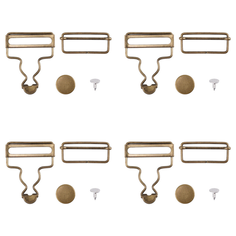 4 Sets Mens Overalls Buckles Replacement Bib Strap Hooks for Pants DIY Backpack