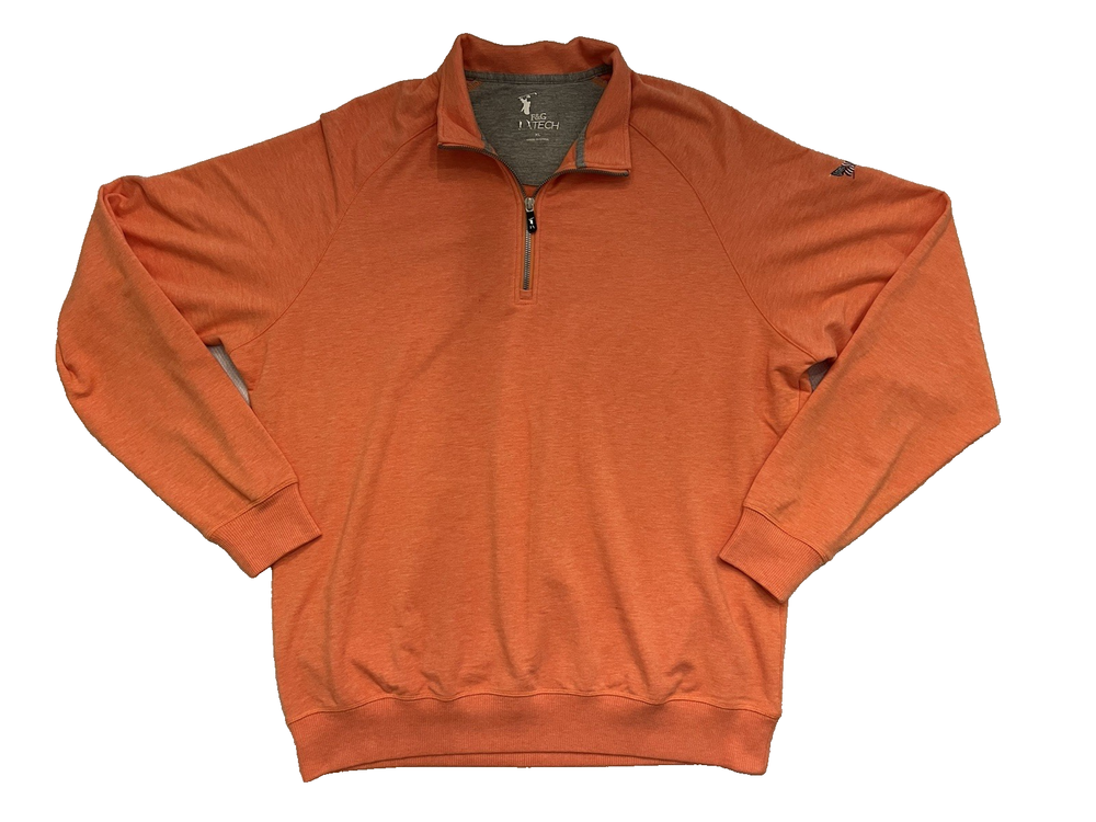 F & G Tech Coral  1/4 Zip Pullover Secession Golf Club Logo Men’s XL  Luxury EUC