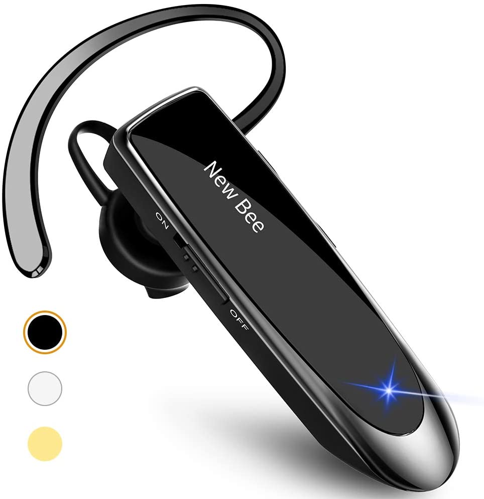 New Bee Bluetooth Earpiece V5.0 Wireless Handsfree Headset with Microphone 24 Hr
