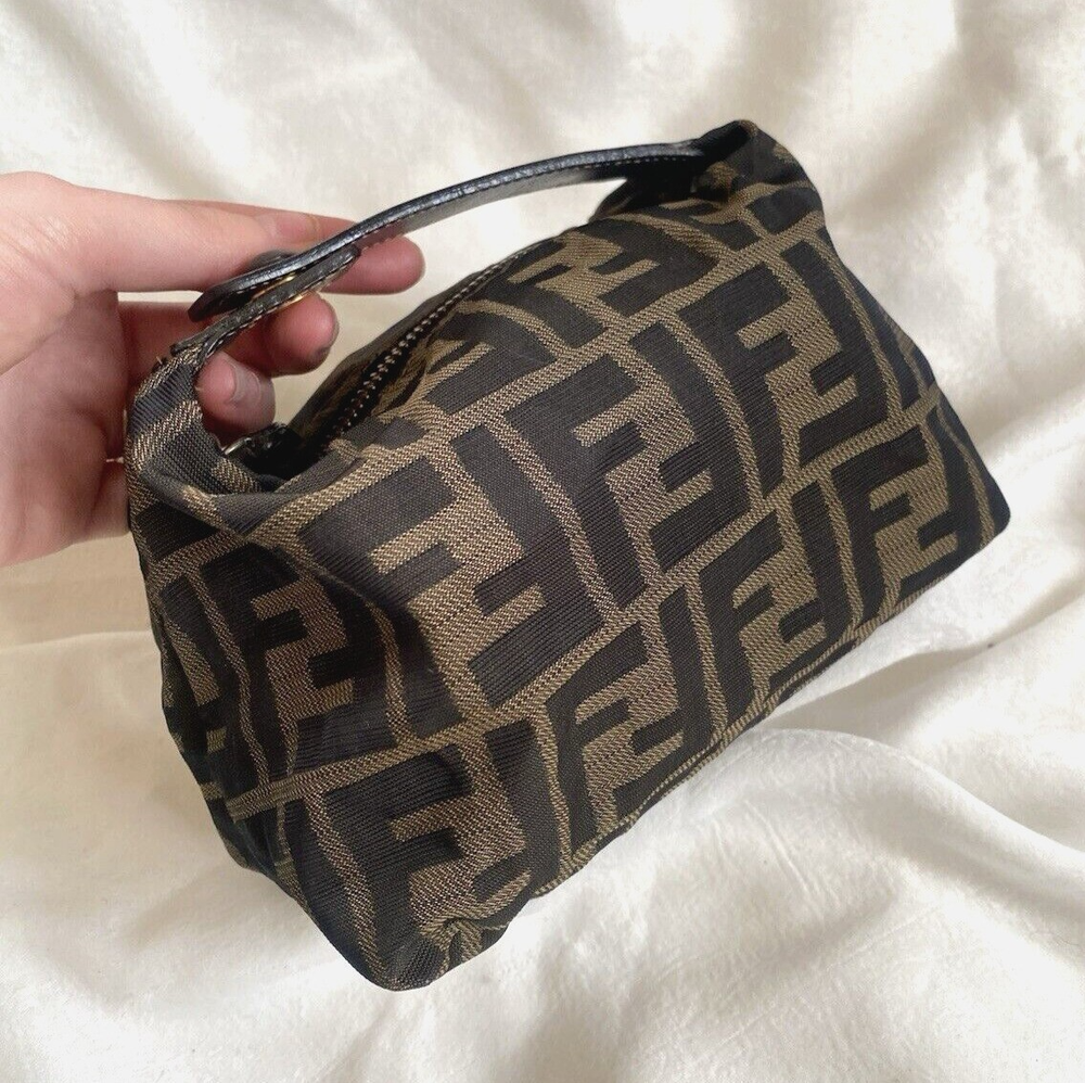 Fendi Zucca Mini Pouch Bag Vintage Monogram FF Authentic
