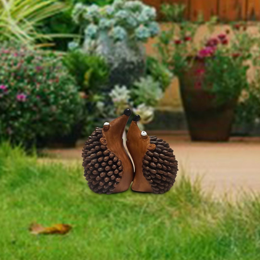 2x Couple Hedgehog Statues Animal Sculptures Valentine's Day Gifts
