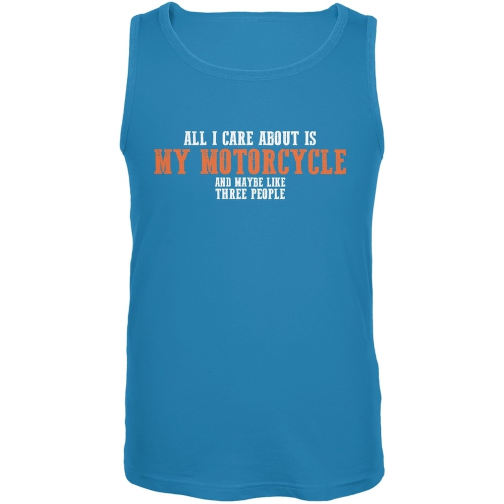 Sarcastic Care About My Motorcycle Turquoise Adult Tank Top