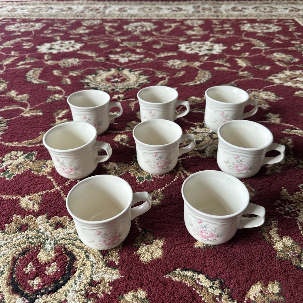 Vintage Pfaltzgraff Tea Rose Stoneware 8 Oz Coffee Tea Cup Mug Lot of 8